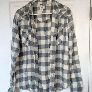 Levi's Grey/White Large Plad Flannel